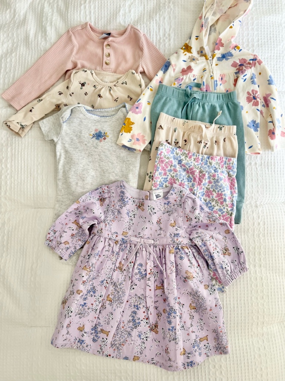 Sweet Pastel Baby Girl Clothing Bundle - Floral & Knit Pieces